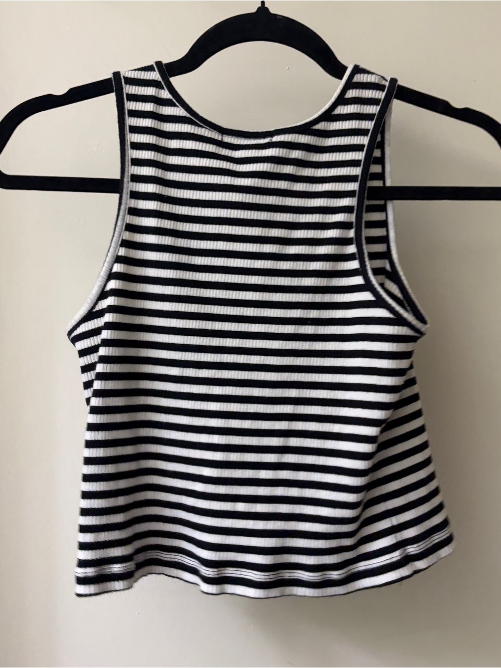 Striped Ribbed Tank Top - Black & White - Picture 3 of 4